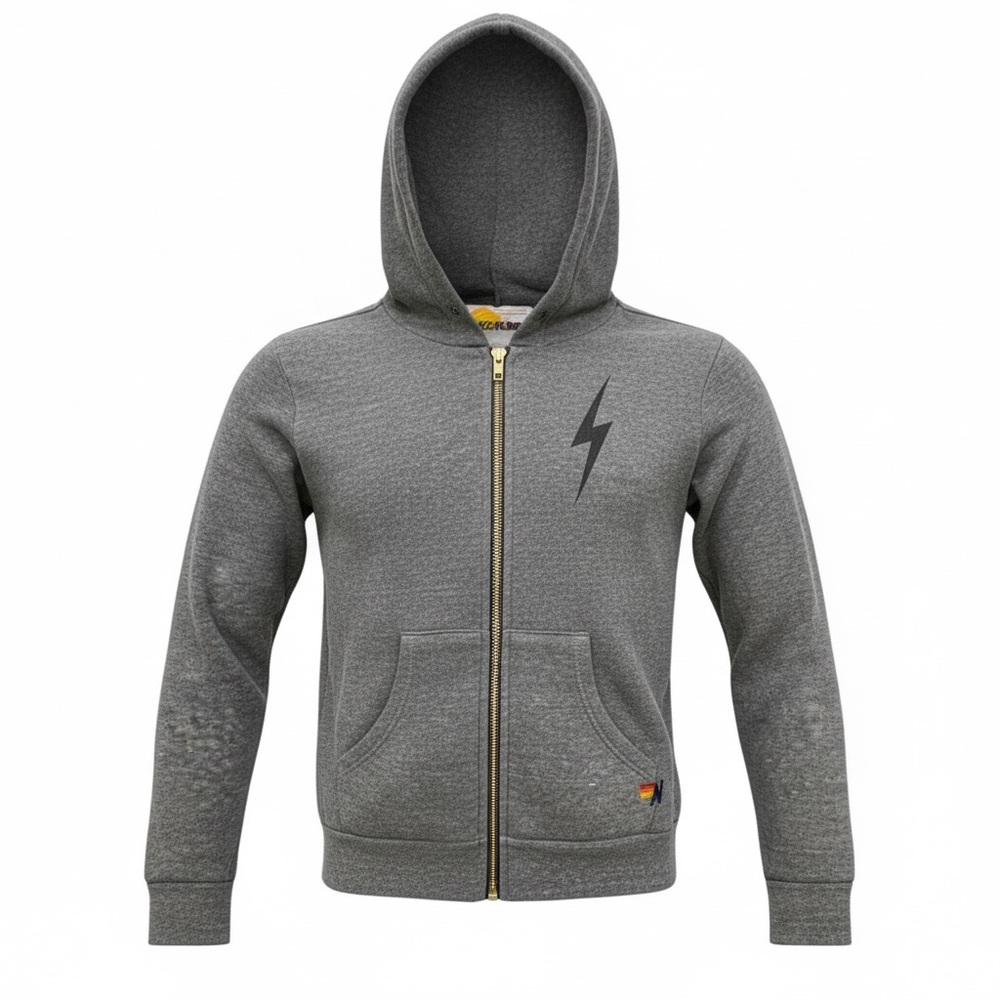 Aviator Nation Charcoal Hoodie with Lightning Bolt Kids size 8